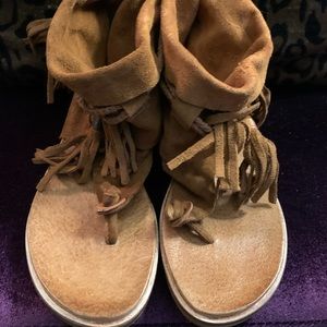 Free People Chestnut Brown Suede Sandals, Size 37